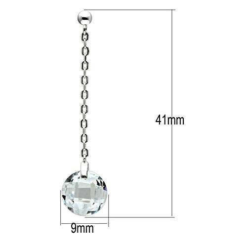 3W082 - Rhodium Brass Earrings with AAA Grade CZ  in Clear-1