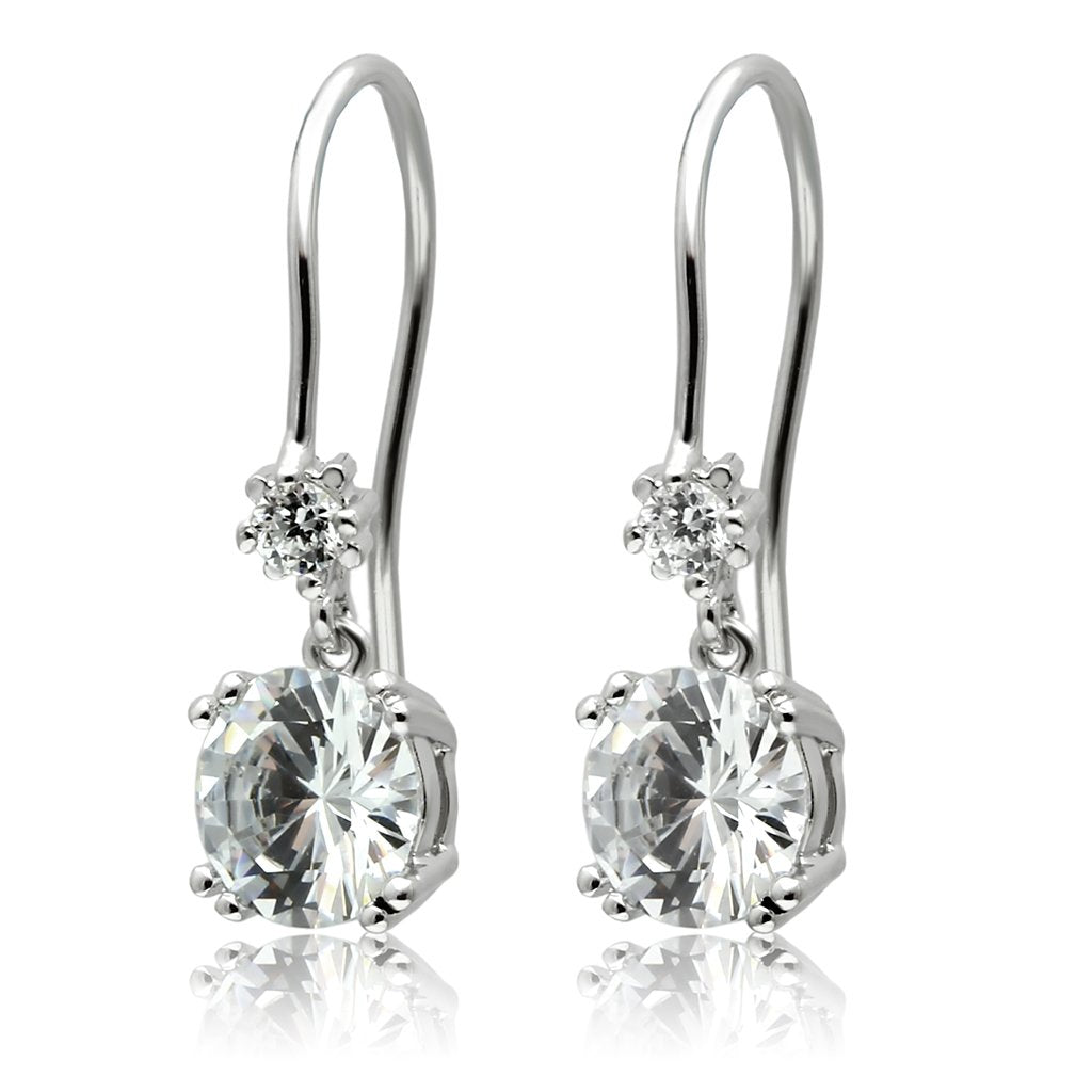 TK3W085 - Stainless Steel Earrings with AAA Grade CZ  in Clear-0