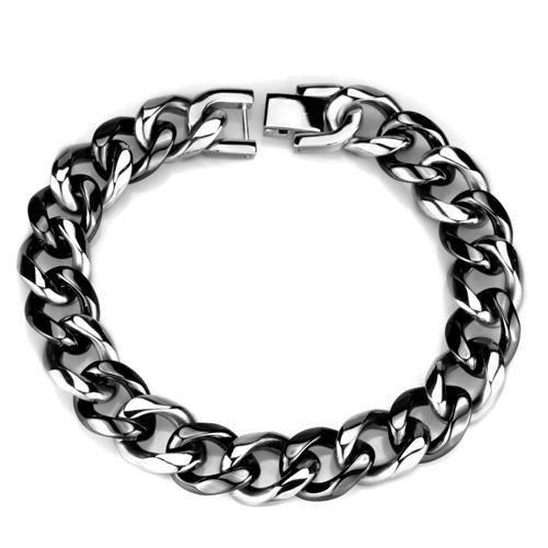 3W1000 - High polished (no plating) Stainless Steel Bracelet with Ceramic  in Jet-0