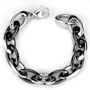 3W1009 - High polished (no plating) Stainless Steel Bracelet with Ceramic  in Jet-0