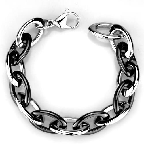 3W1009 - High polished (no plating) Stainless Steel Bracelet with Ceramic  in Jet-0