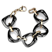 3W1011 - IP Rose Gold(Ion Plating) Stainless Steel Bracelet with Ceramic  in Jet-0