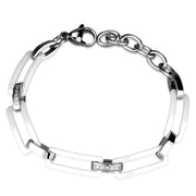 3W1016 - High polished (no plating) Stainless Steel Bracelet with Ceramic  in White-0