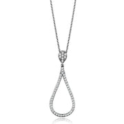 3W1019 - Rhodium Brass Chain Pendant with AAA Grade CZ  in Clear-0