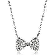 3W1021 - Rhodium Brass Chain Pendant with AAA Grade CZ  in Clear-0