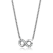 3W1022 - Rhodium Brass Chain Pendant with AAA Grade CZ  in Clear-0