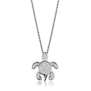 3W1025 - Rhodium Brass Chain Pendant with AAA Grade CZ  in Clear-0