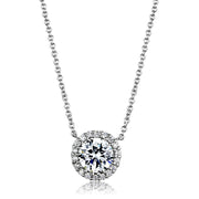 3W1027 - Rhodium Brass Chain Pendant with AAA Grade CZ  in Clear-0