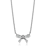 3W1028 - Rhodium Brass Chain Pendant with AAA Grade CZ  in Clear-0