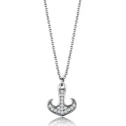 3W1035 - Rhodium Brass Chain Pendant with AAA Grade CZ  in Clear-0