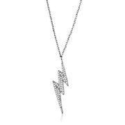 3W1038 - Rhodium Brass Chain Pendant with AAA Grade CZ  in Clear-0