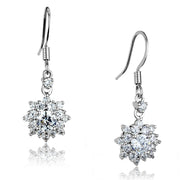3W1054 - Rhodium Brass Earrings with AAA Grade CZ  in Clear-0