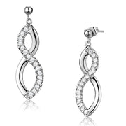 3W1055 - Rhodium Brass Earrings with AAA Grade CZ  in Clear-0