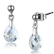 3W1057 - Rhodium Brass Earrings with AAA Grade CZ  in Clear-0