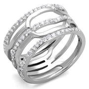 3W1070 - Rhodium Brass Ring with AAA Grade CZ  in Clear-0