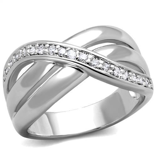 3W1071 - Rhodium Brass Ring with AAA Grade CZ  in Clear-0