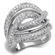 3W1081 - Rhodium Brass Ring with AAA Grade CZ  in Clear-0