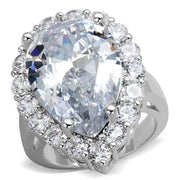 3W1084 - Rhodium Brass Ring with AAA Grade CZ  in Clear-0