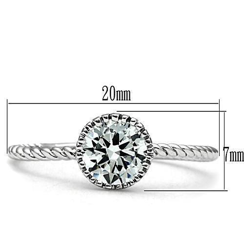 3W108 - Rhodium Brass Ring with AAA Grade CZ  in Clear-1
