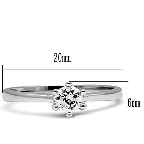 3W109 - Rhodium Brass Ring with AAA Grade CZ  in Clear-1
