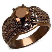 3W1100 - IP Coffee light Brass Ring with AAA Grade CZ  in Light Coffee-0