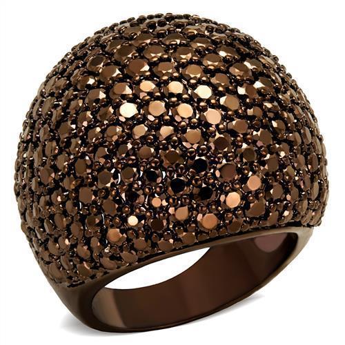 3W1101 - IP Coffee light Brass Ring with AAA Grade CZ  in Light Coffee-0