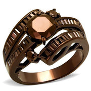 3W1106 - IP Coffee light Brass Ring with AAA Grade CZ  in Light Coffee-0