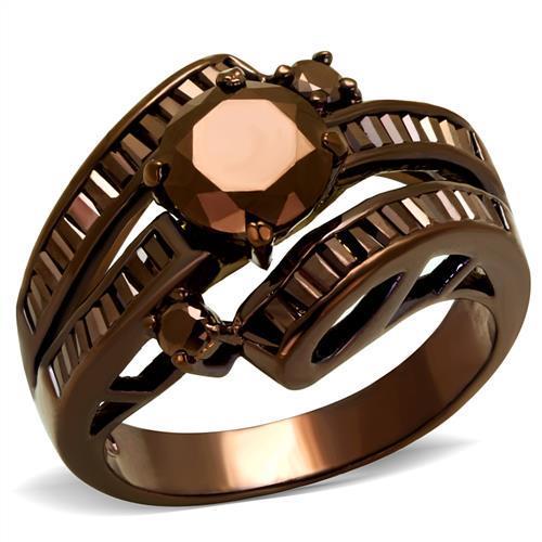 3W1106 - IP Coffee light Brass Ring with AAA Grade CZ  in Light Coffee-0