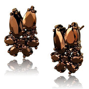 3W1107 - IP Coffee light Brass Earrings with AAA Grade CZ  in Light Coffee-0