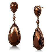3W1110 - IP Coffee light Brass Earrings with AAA Grade CZ  in Light Coffee-0