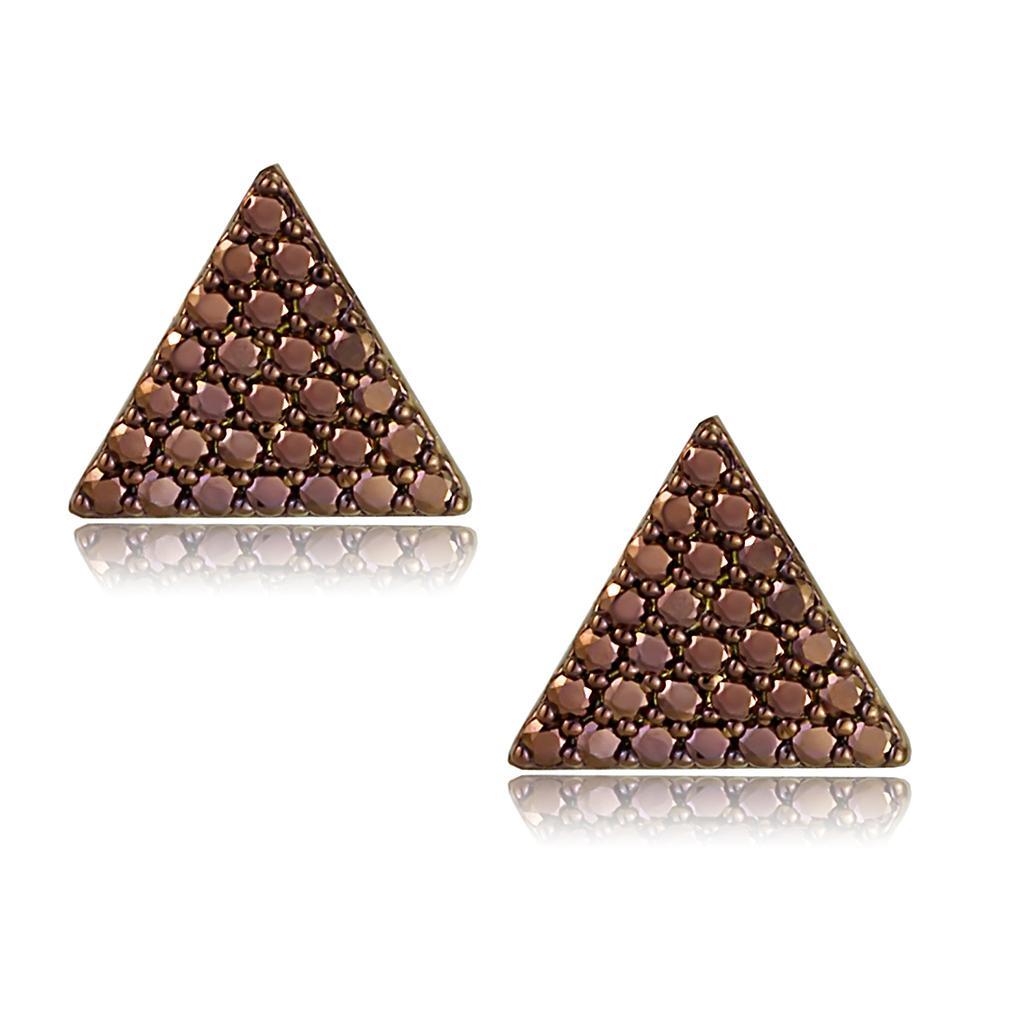 3W1122 - IP Coffee light Brass Earrings with AAA Grade CZ  in Light Coffee-0