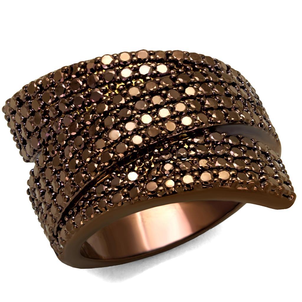 3W1125 - IP Coffee light Brass Ring with AAA Grade CZ  in Light Coffee-0