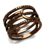 3W1126 - IP Coffee light Brass Ring with AAA Grade CZ  in Light Coffee-0