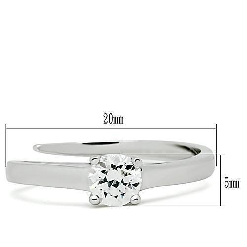 3W112 - Rhodium Brass Ring with AAA Grade CZ  in Clear-1