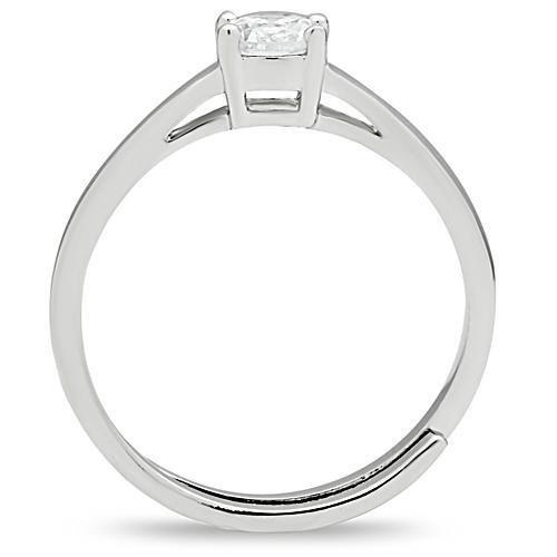 3W112 - Rhodium Brass Ring with AAA Grade CZ  in Clear-2