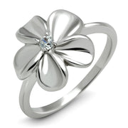 3W113 - Rhodium Brass Ring with AAA Grade CZ  in Clear-0