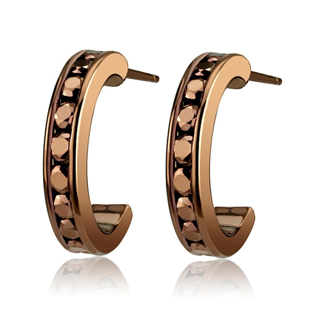 3W1140 - IP Coffee light Brass Earrings with Top Grade Crystal  in Light Coffee-0
