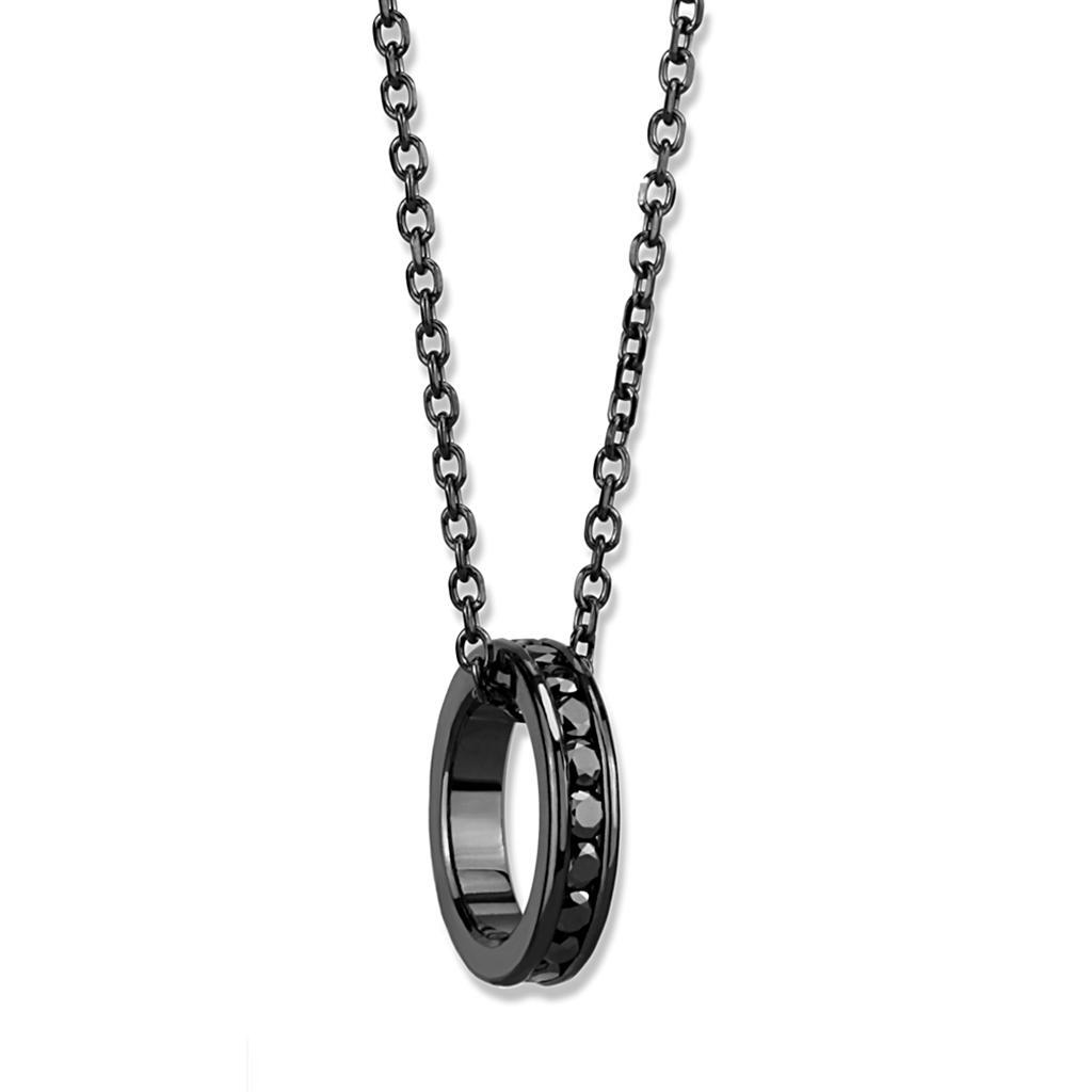 3W1144 - IP Light Black  (IP Gun) Brass Chain Pendant with Top Grade Crystal  in Light Gray-0