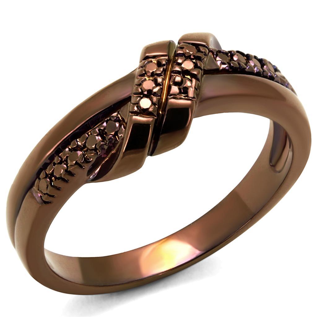 3W1146 - IP Coffee light Brass Ring with AAA Grade CZ  in Light Coffee-0