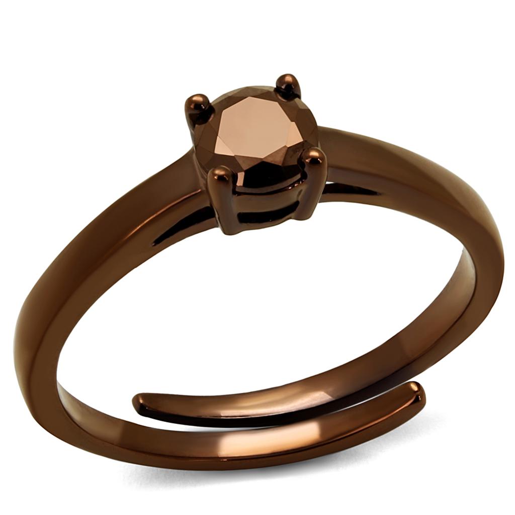 3W1147 - IP Coffee light Brass Ring with AAA Grade CZ  in Light Coffee-0