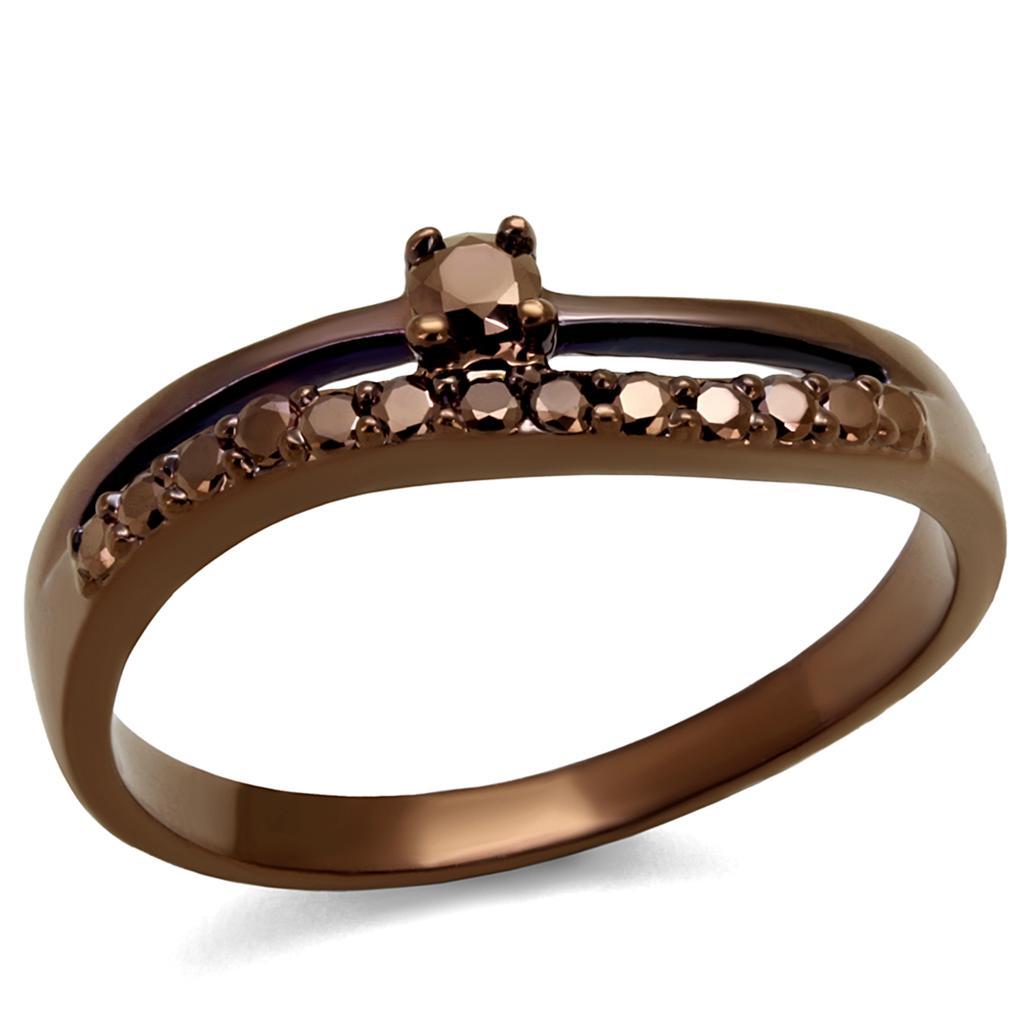 3W1148 - IP Coffee light Brass Ring with AAA Grade CZ  in Light Coffee-0
