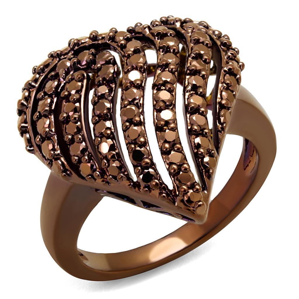 3W1149 - IP Coffee light Brass Ring with AAA Grade CZ  in Light Coffee-0