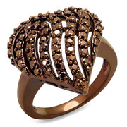3W1149 - IP Coffee light Brass Ring with AAA Grade CZ  in Light Coffee-0