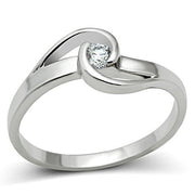 3W114 - Rhodium Brass Ring with AAA Grade CZ  in Clear-0