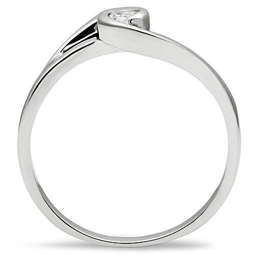 3W114 - Rhodium Brass Ring with AAA Grade CZ  in Clear-2