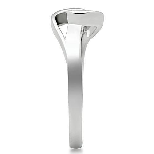 3W114 - Rhodium Brass Ring with AAA Grade CZ  in Clear-3