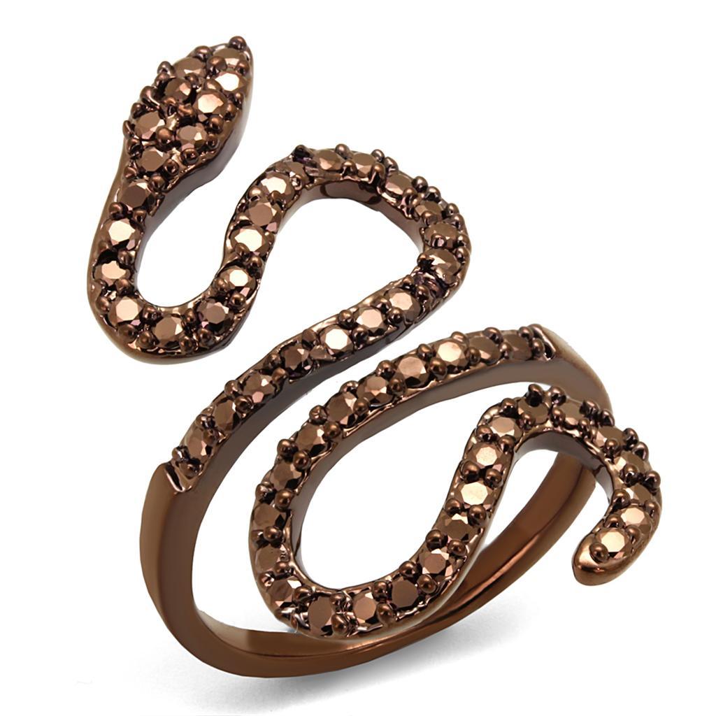 3W1150 - IP Coffee light Brass Ring with AAA Grade CZ  in Light Coffee-0