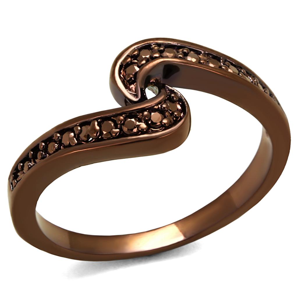 3W1151 - IP Coffee light Brass Ring with AAA Grade CZ  in Light Coffee-0