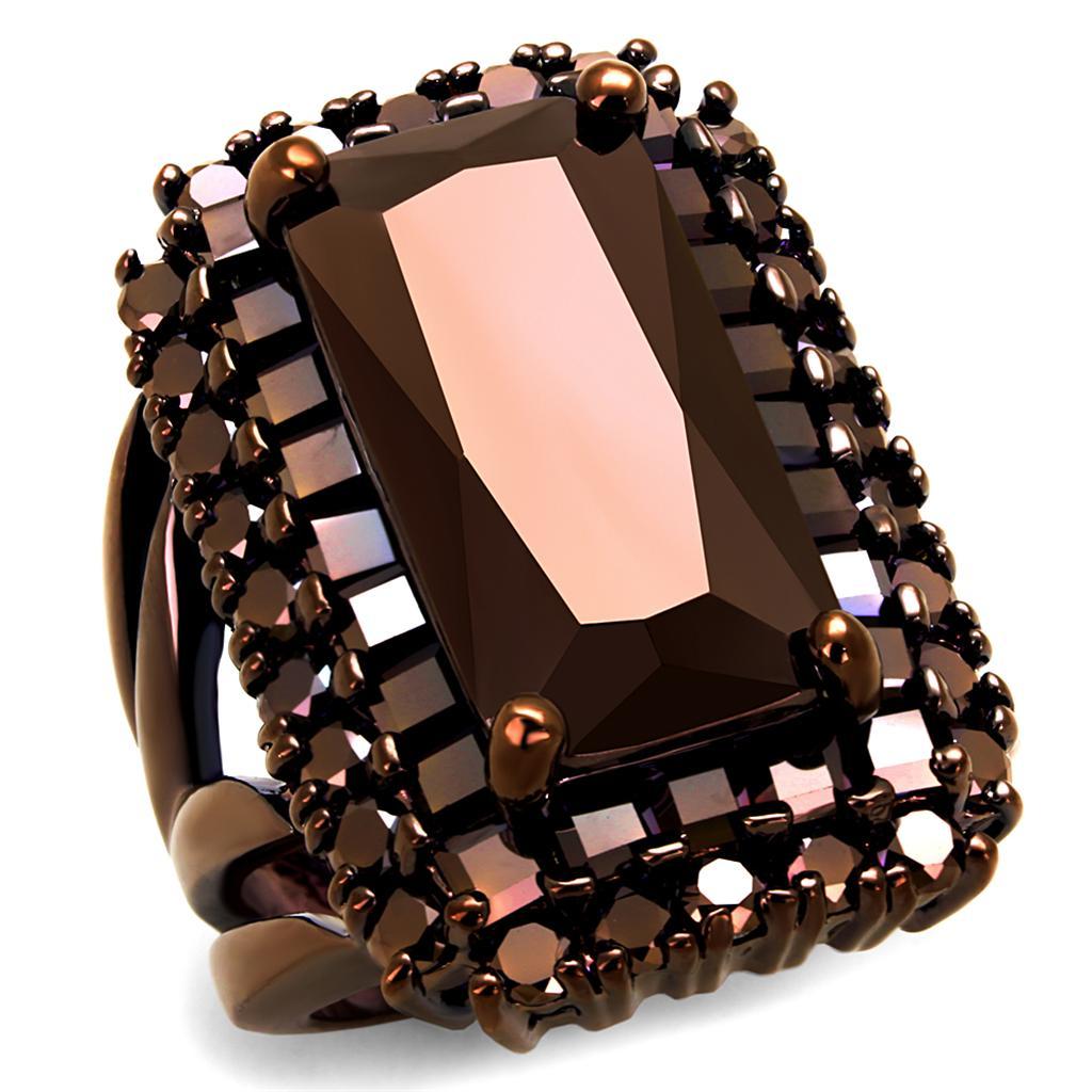 3W1152 - IP Coffee light Brass Ring with AAA Grade CZ  in Light Coffee-0