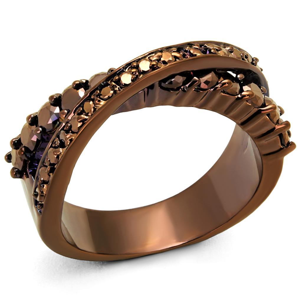 3W1155 - IP Coffee light Brass Ring with AAA Grade CZ  in Light Coffee-0